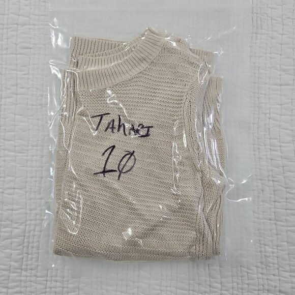 Tahari 100% Linen Lightweight Sweater Women's Medium Knit Dolman Sleeve Taupe - Picture 12 of 12